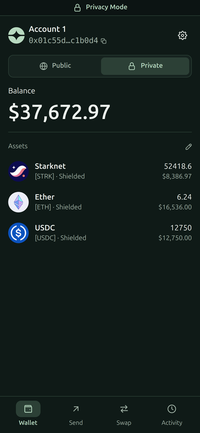 Outis on an iPhone, showing a private balance of $37,672.97.